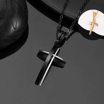 New Arrival Black Silver Gold Cross Unisex Stainless Steel Religious Holy Lord Christian Pendant Necklace - Ideal Gift - The Jewellery Supermarket